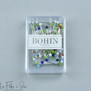 Caixa de 80 alfinetes de cabeça de vidro extrafinos variados - Bohin Bohin : épingles, aiguilles et accessoires couture de quali