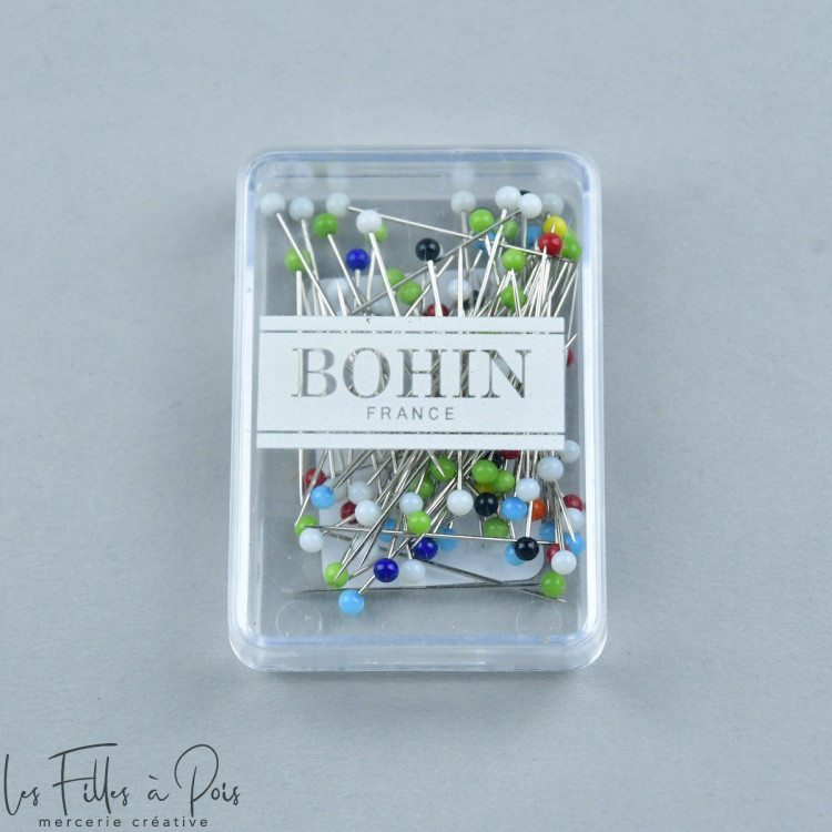 Caixa de 80 alfinetes de cabeça de vidro extrafinos variados - Bohin Bohin France ® - Mercerie - 2 Caixa de 80 alfinetes de cabeça de vidro extrafinos variados - Bohin Bohin France ® - Mercerie - 2