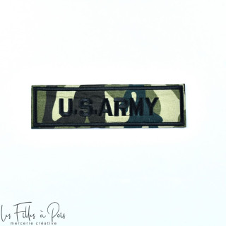 Écusson U.S.A ARMY - Noir et camouflage - Thermocollant  - 1