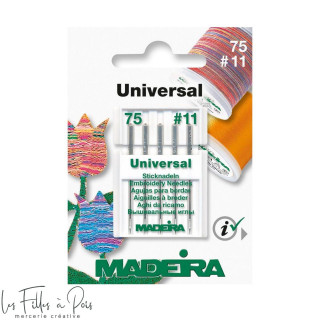 Aiguilles à broder machine universal x5 - 75/11 - Madeira ® Madeira ® - Fils à broder, à coudre et entoilage - 1