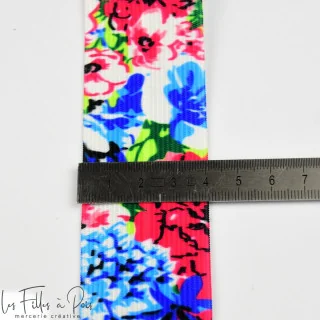 Élastique fleuri – Blanc, bleu et rose – 40 mm – Vendu au mètre Tissus et mercerie créative – Nos sélections sans marque - 4