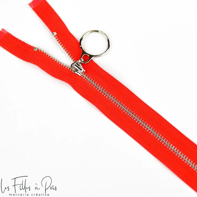 Fermeture éclair métal séparable – 40 cm – Curseur anneau – 6 coloris - 5