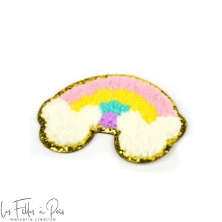 Écusson Arc-en-ciel en éponge - Multicolore / rose - Thermocollant Tissus et mercerie créative – Nos sélections sans marque - 2