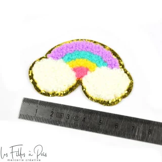 Écusson Arc-en-ciel en éponge - Multicolore / violet - Thermocollant Tissus et mercerie créative – Nos sélections sans marque - 