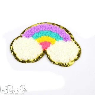 Écusson Arc-en-ciel en éponge - Multicolore / violet - Thermocollant Tissus et mercerie créative – Nos sélections sans marque - 