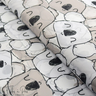 Tissu imperméable - déperlant type Kway - Koala - "Chiller" - Tons gris - Les Filles à Pois ® - Oeko-Tex ® Les Filles à Pois - D