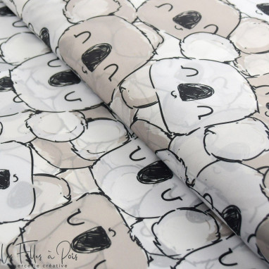Tissu imperméable - déperlant type Kway - Koala - "Chiller" - Tons gris - Les Filles à Pois ® - Oeko-Tex ® Les Filles à Pois - D