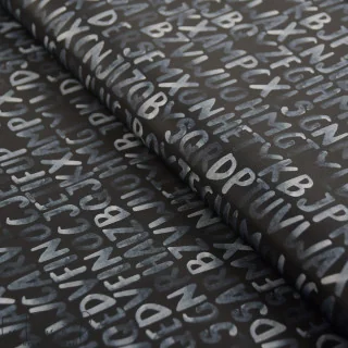 Tecido impermeável - Tipo Kway - letras - "KARMA" - Preto e cinzento - Les Filles à Pois Les Filles à Pois - Design : motifs aud