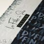 Tissu imperméable - déperlant type Kway - lettres - "KARMA" - Noir et gris - Les Filles à Pois ® - Oeko-Tex ®