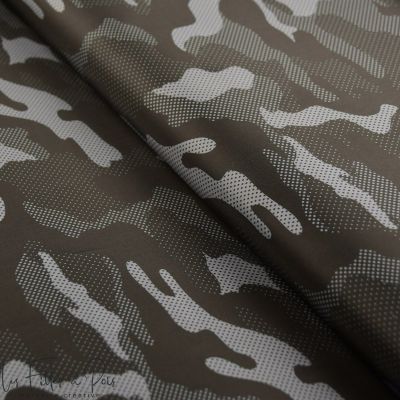 Tissu imperméable - déperlant type Kway - camouflage plumetis - "Grumman" - Noir et gris - Les Filles à Pois ® - Oeko-Tex ® Les 