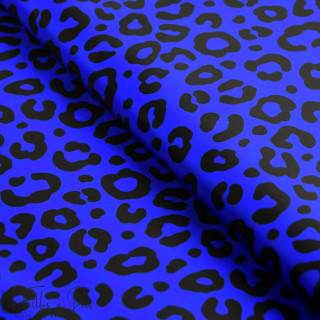 Tissu imperméable - déperlant type Kway - léopard - "Contrastes" - bleu cobalt et noir - Les Filles à Pois ® - Oeko-Tex ® Les Fi