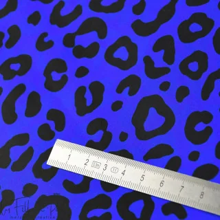 Tissu imperméable déperlant léopard "Blue Riff" bleu cobalt et noir - Collection Contrastes - Les Filles à Pois Design Les Fille