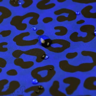 Tissu imperméable déperlant léopard "Blue Riff" bleu cobalt et noir - Collection Contrastes - Les Filles à Pois Design Les Fille