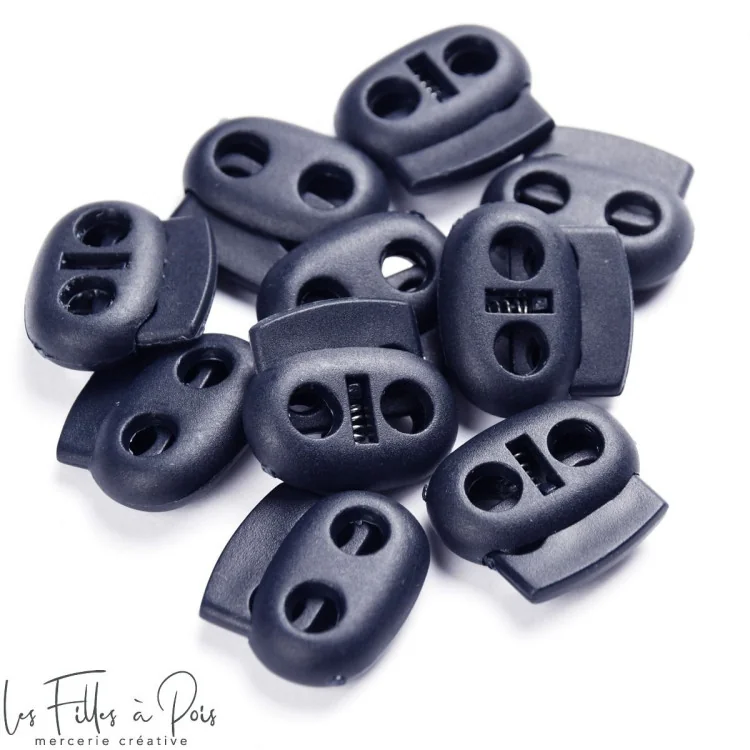 Arrêts cordon plastique plat – Double trou 5 mm – Lot de 10 - 6