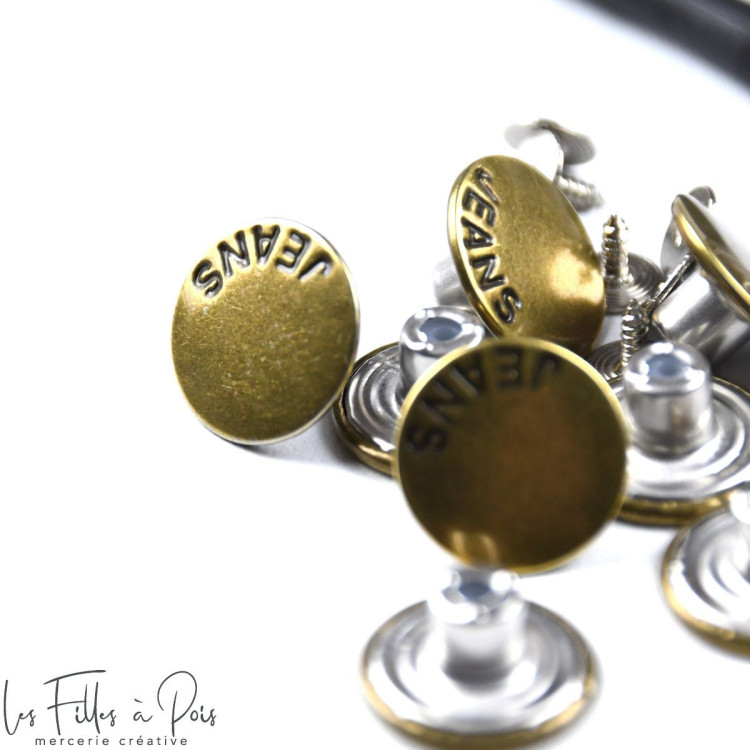 Lot De 6 Boutons Pression Pour Jeans - Métal Bronzé Motif Ciseaux 20x8 Mm - Neuf France