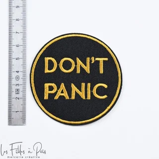 Ecusson "DON'T PANIC" - Noir et jaune - Thermocollant Tissus et mercerie créative – Nos sélections sans marque - 2
