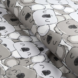 Tissu french terry motif koala collection "Chiller" - Tons gris - Les Filles à Pois ® - Oeko-Tex ® Les Filles à Pois - Design ® 