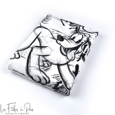 Panneau de tissu french terry motif Donald - Noir et blanc - Oeko-Tex ® Les Filles à Pois - Design ® - Mercerie et Tissus - 1