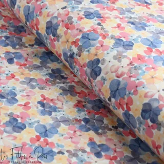 Coupon de tissu french terry "Fleurs d'Elan" tons pastels - Collection Amanda - 55cm - Les Filles à Pois Design Les Filles à Poi