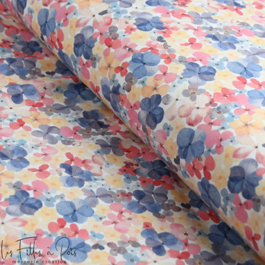Tissu french terry motif fleur collection "Amanda" - Tons pastels - Les Filles à Pois ® - Oeko-Tex ® Les Filles à Pois - Design 