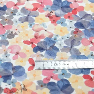 Coupon de tissu french terry "Fleurs d'Elan" tons pastels - Collection Amanda - 55cm - Les Filles à Pois Design Les Filles à Poi