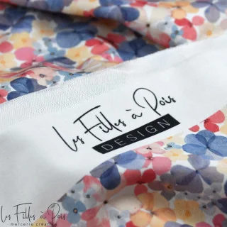 Coupon de tissu french terry "Fleurs d'Elan" tons pastels - Collection Amanda - 55cm - Les Filles à Pois Design Les Filles à Poi