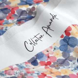Coupon de tissu french terry "Fleurs d'Elan" tons pastels - Collection Amanda - 55cm - Les Filles à Pois Design Les Filles à Poi