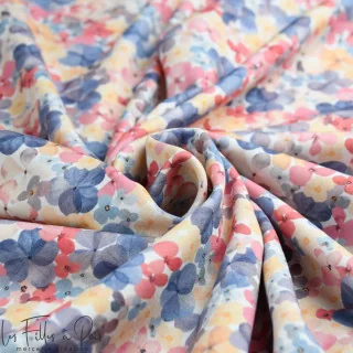 Coupon de tissu french terry "Fleurs d'Elan" tons pastels - Collection Amanda - 55cm - Les Filles à Pois Design Les Filles à Poi