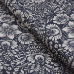 Tissu coton motif fleurs baroques collection "Klass" - Bleu jean et écru - Les Filles à Pois ® - Oeko-Tex ® Les Filles à Pois - 