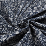 Tissu coton motif fleurs baroques collection "Klass" - Bleu jean et écru - Les Filles à Pois ® - Oeko-Tex ® Les Filles à Pois - 