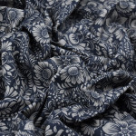 Tissu coton motif fleurs baroques collection "Klass" - Bleu jean et écru - Les Filles à Pois ® - Oeko-Tex ® Les Filles à Pois - 