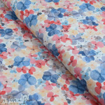 Tissu coton motif fleurs baroques collection "Klass" - Bleu jean et écru - Les Filles à Pois ® - Oeko-Tex ® Les Filles à Pois - 