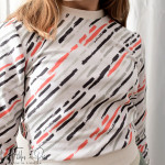 Tissu french terry motif traits collection "Sisters A" - Ecru, gris, vert et terracotta - Les Filles à Pois ® - Oeko-Tex ® Les F