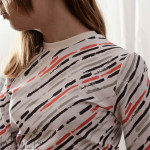 Tissu french terry motif traits collection "Sisters A" - Ecru, gris, vert et terracotta - Les Filles à Pois ® - Oeko-Tex ® Les F