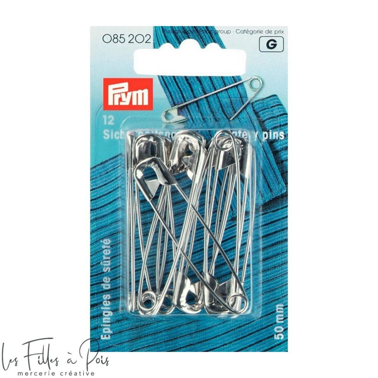 Alfinete de segurança em aço 50mm - Conjunto de 12 - Prateado - Prym ® 085202 Prym ® - Mercerie - 1 Alfinete de segurança em aço 50mm - Conjunto de 12 - Prateado - Prym ® 085202 Prym ® - Mercerie - 1