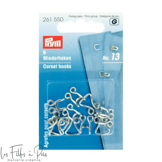 Agrafe et porte pour corsets - Argent - Lot de 6 - Prym ® - 261550 Prym ® - Mercerie - 1
