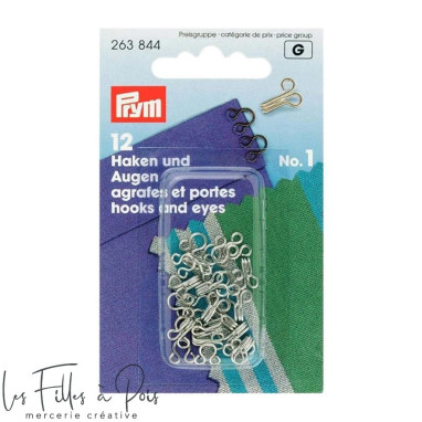 Agrafe métal à ressorts - Argent - Lot de 12 jeux - Prym ® Prym ® - Mercerie - 1