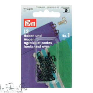 Agrafe métal à ressorts - Noir - Lot de 12 jeux - Prym ® Prym ® - Mercerie - 1