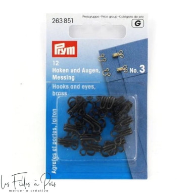 Agrafe métal à ressorts - Noir - Lot de 12 jeux - Prym ® Prym ® - Mercerie - 3