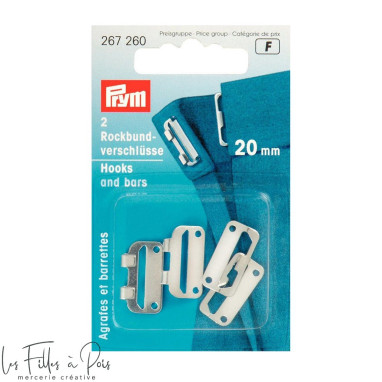 Agrafes et barrettes plates pour jupes et pantalons - 20mm - Argenté - Prym ® - 267260  - 1