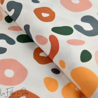 Tissu coton motif tâches léopard collection "Anna" - Blanc et multicolore - Les Filles à Pois ® - Oeko-Tex ® Les Filles à Pois -