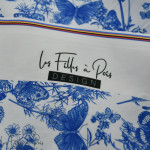 Tissu coton motif fleurs et papillons collection "Sakha" - Blanc et bleu - Les Filles à Pois ® - Oeko-Tex ® Les Filles à Pois - 