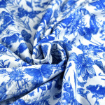 Tissu coton motif fleurs et papillons collection "Sakha" - Blanc et bleu - Les Filles à Pois ® - Oeko-Tex ® Les Filles à Pois - 