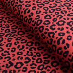 Tissu jersey motif léopard collection "Contrastes" - Rouge et noir - Les Filles à Pois ® - Oeko-Tex ®