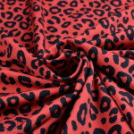 Tissu jersey motif léopard collection "Contrastes" - Rouge et noir - Les Filles à Pois ® - Oeko-Tex ®