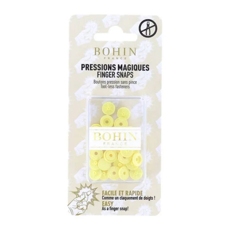 Boutons pression sans pince Bohin – Ø 9 mm – Plastique Oeko-Tex – 8 pièces – Couleur au choix Bohin : épingles, aiguilles et acc