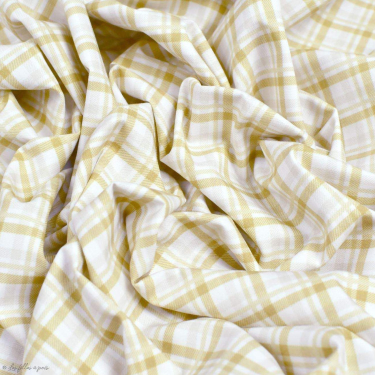 Tissu à Carreaux Vichy Jaune - Coton, 1.6m De Large X 1m De Long, Pour Couture, Vêtements, Décoration
