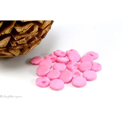 Boutons boule plat - 12.5mm - Rose bonbon - Lot de 10  - 1