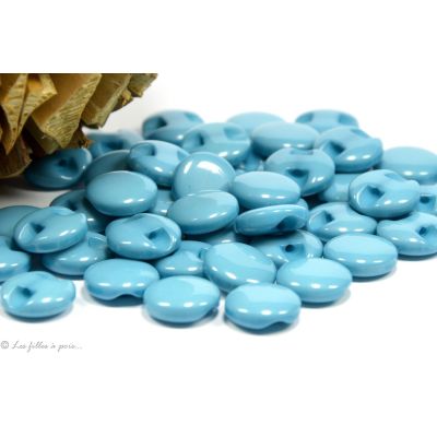 Boutons boule plat - 12.5mm - Bleu turquoise - Lot de 10  - 1