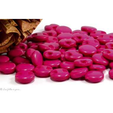 Boutons boule plat - 12.5mm - Rose fuchsia - Lot de 10  - 1